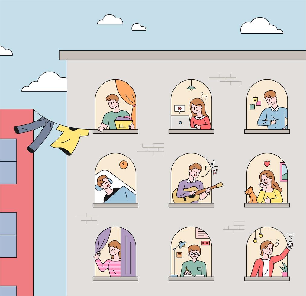 Neighbors living in apartments vector