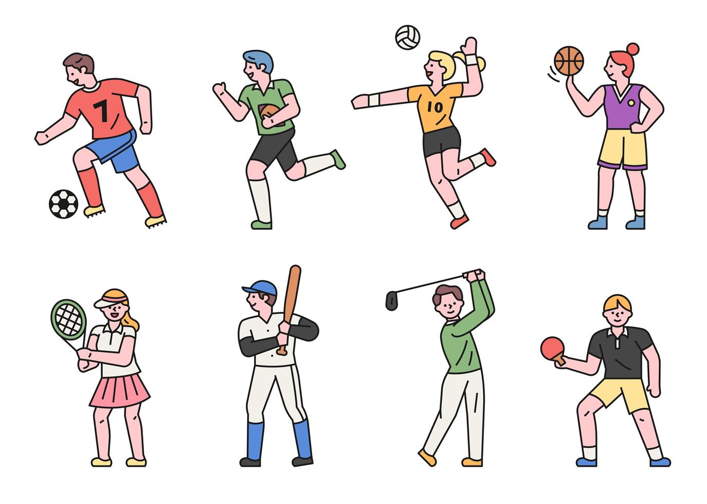 sports player character set. vector