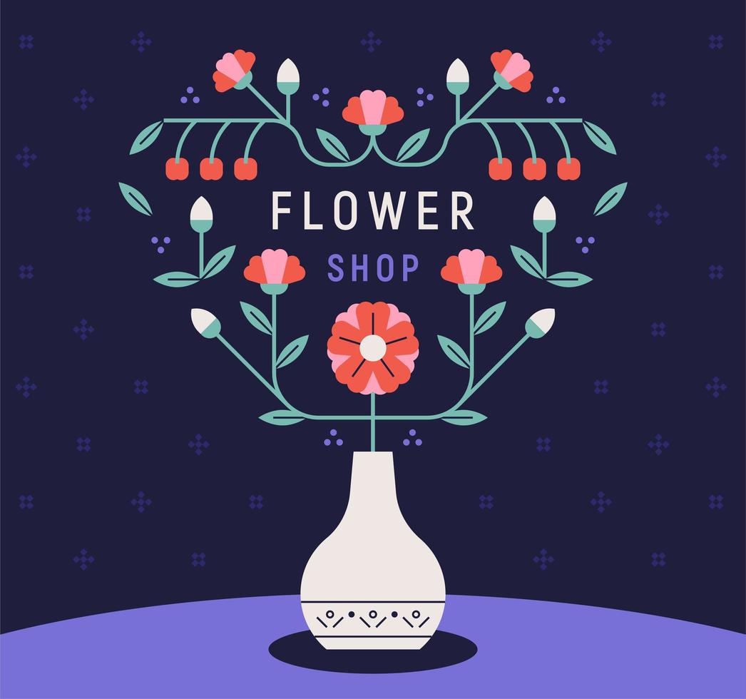 Flower shop poster. vector