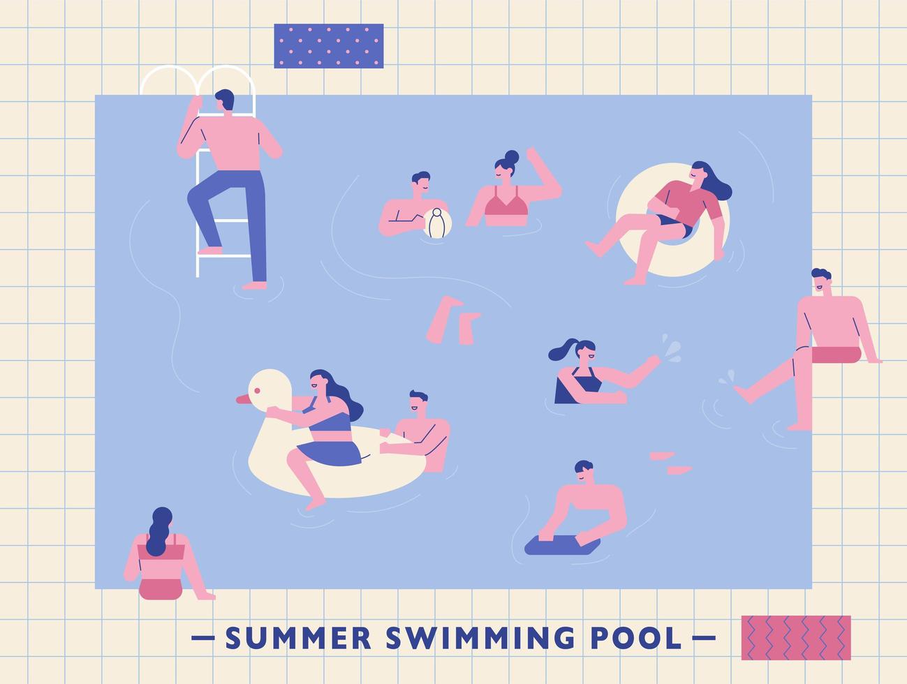 la gente está jugando en la piscina. vector