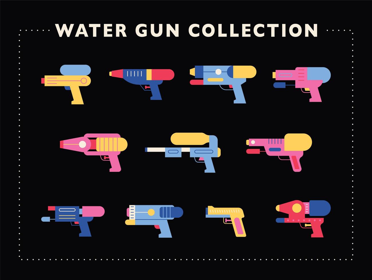 A collection of various water gun designs. vector