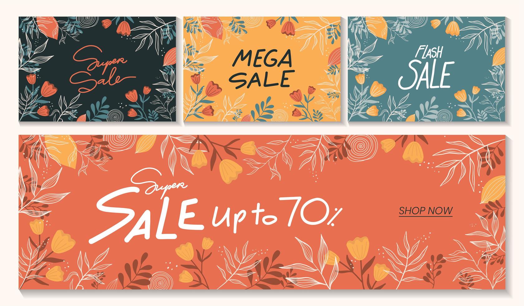 Horizontal sale banner template in various different colors vector