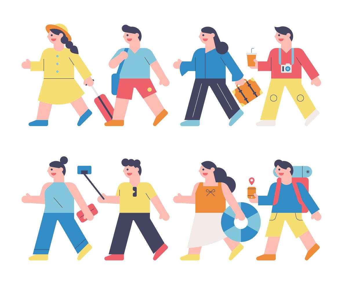 People characters going on a trip. vector