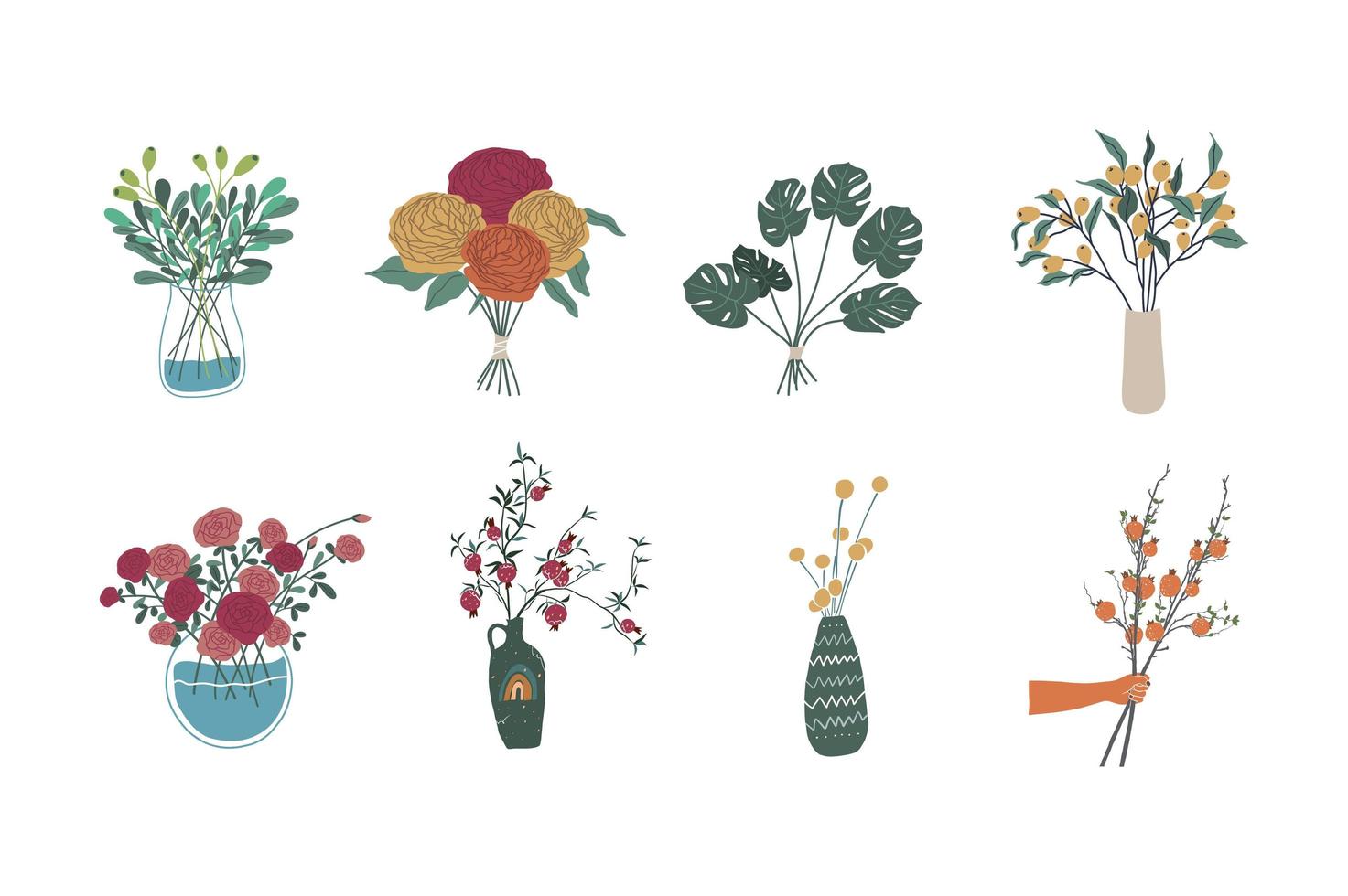 Set of botanical vases vector