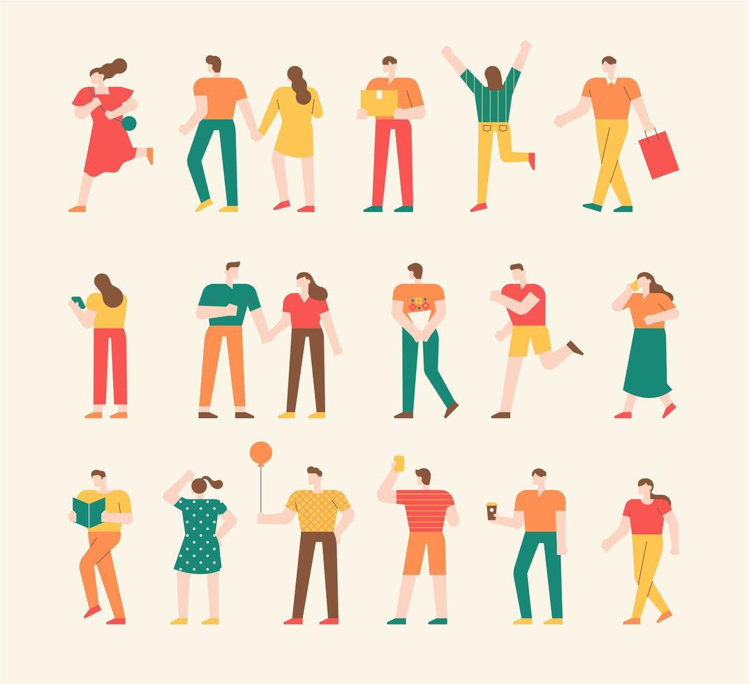 Collection of simple people characters. vector