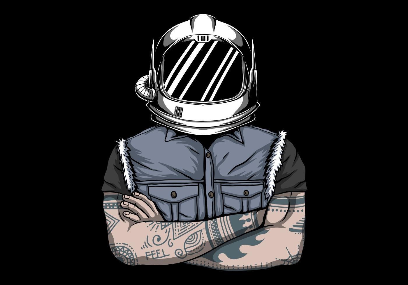 Man in astronaut helmet vector illustration