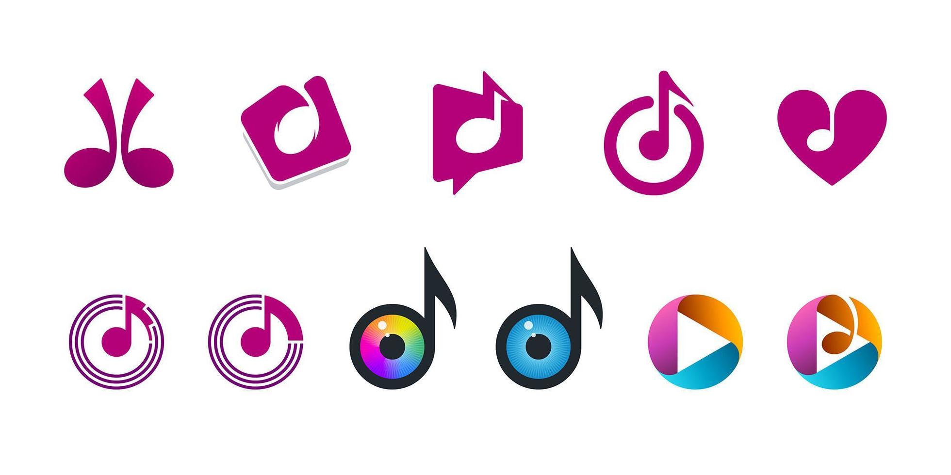 Music note icons set musical logo design set vector