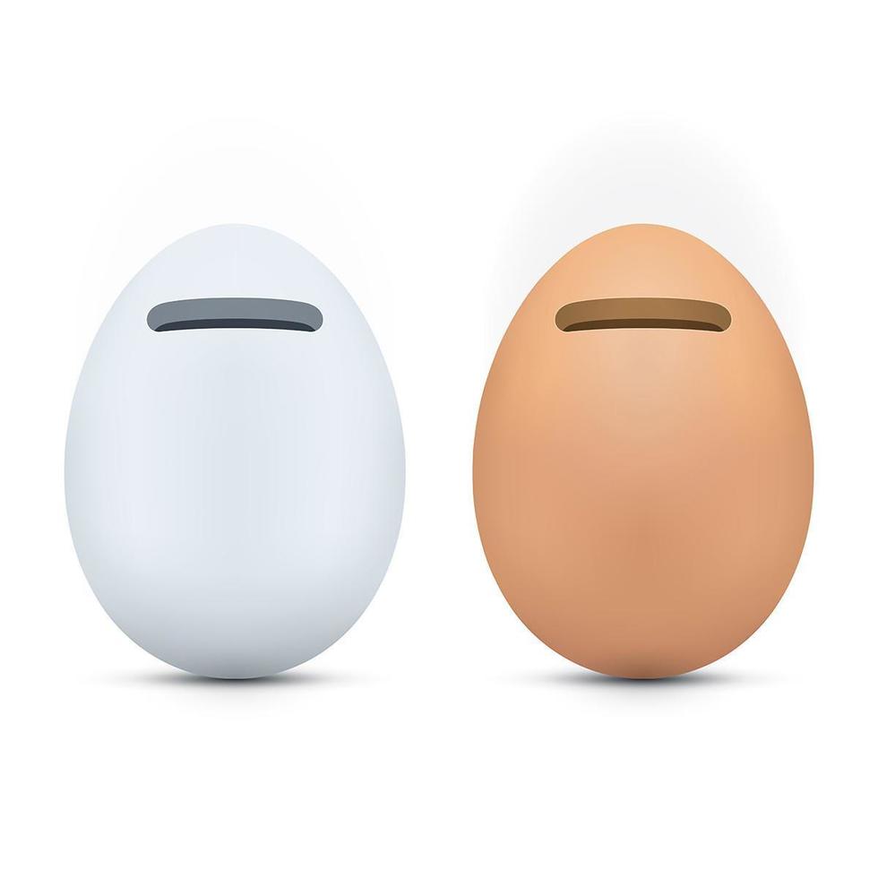 Egg shaped piggy bank icons vector