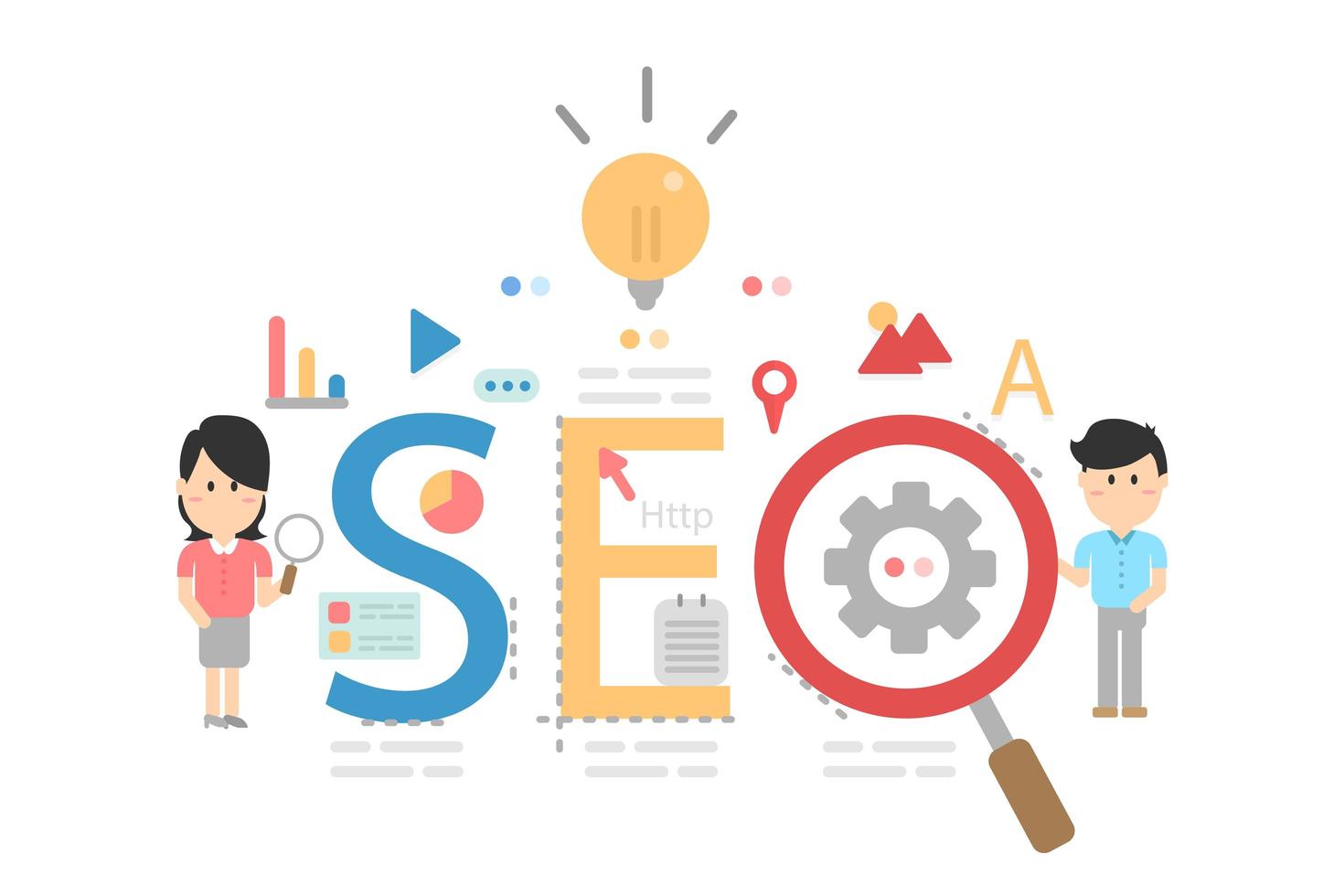 optimización seo para sitio web y sitio web móvil vector