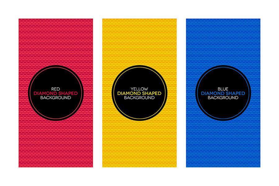 Colorful banners with diamond shaped textures set vector