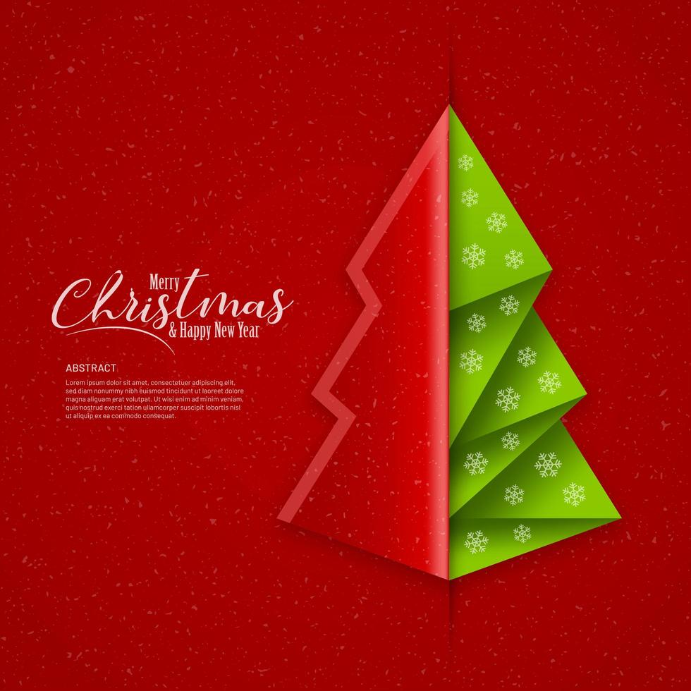 banner de navidad y año nuevo con árbol abstracto vector