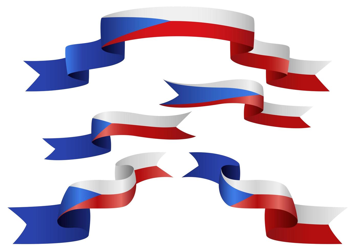 Czech Republic flag ribbon set vector