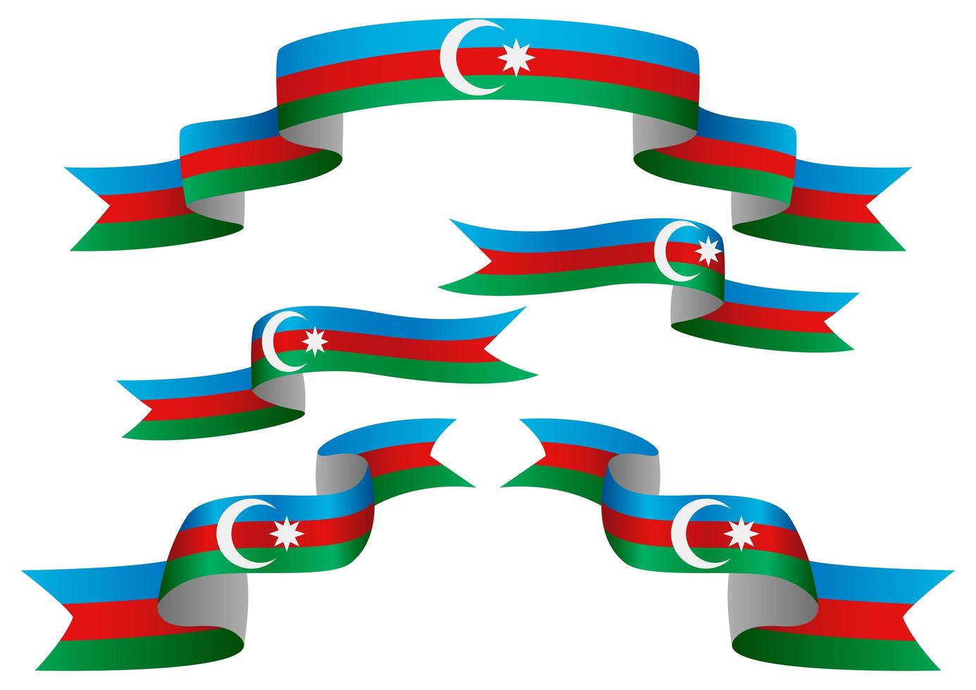 Azerbaijan flag ribbon set vector