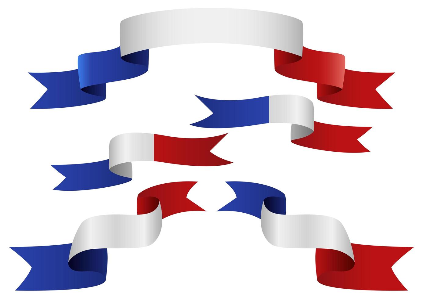 France flag ribbon set vector