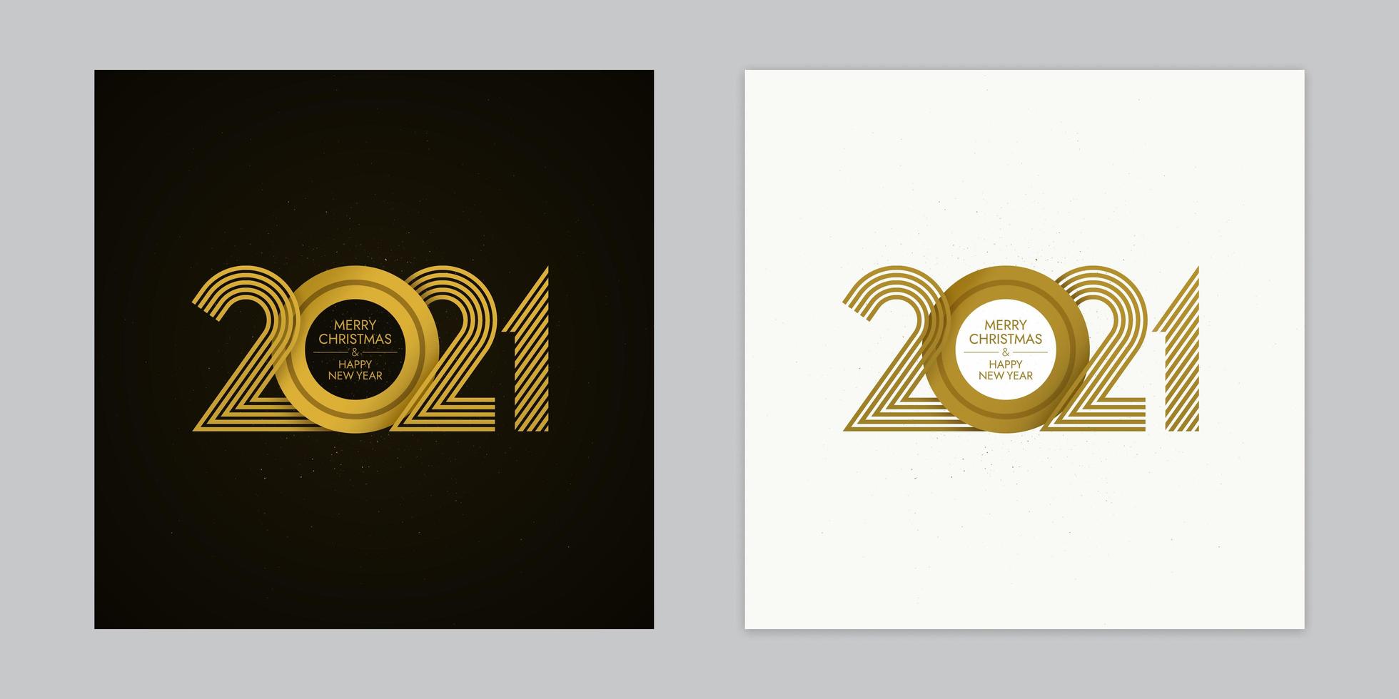 Luxury Overlapping 2021 Christmas and New Year Cards Set vector