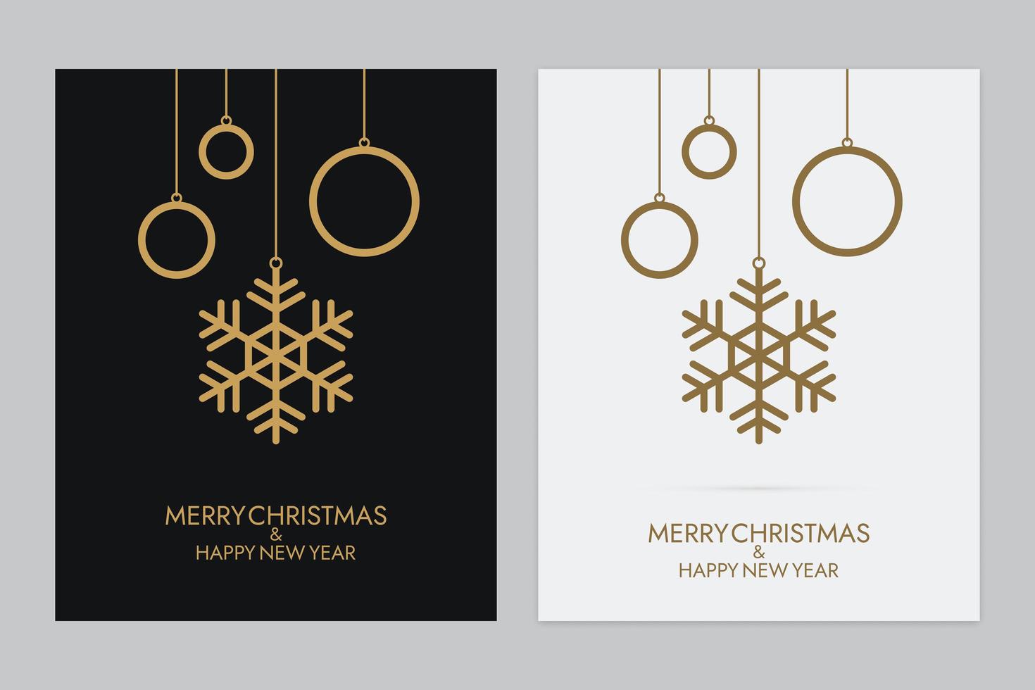 Hanging Snowflakes with Rings Christmas Greeting Card Set vector