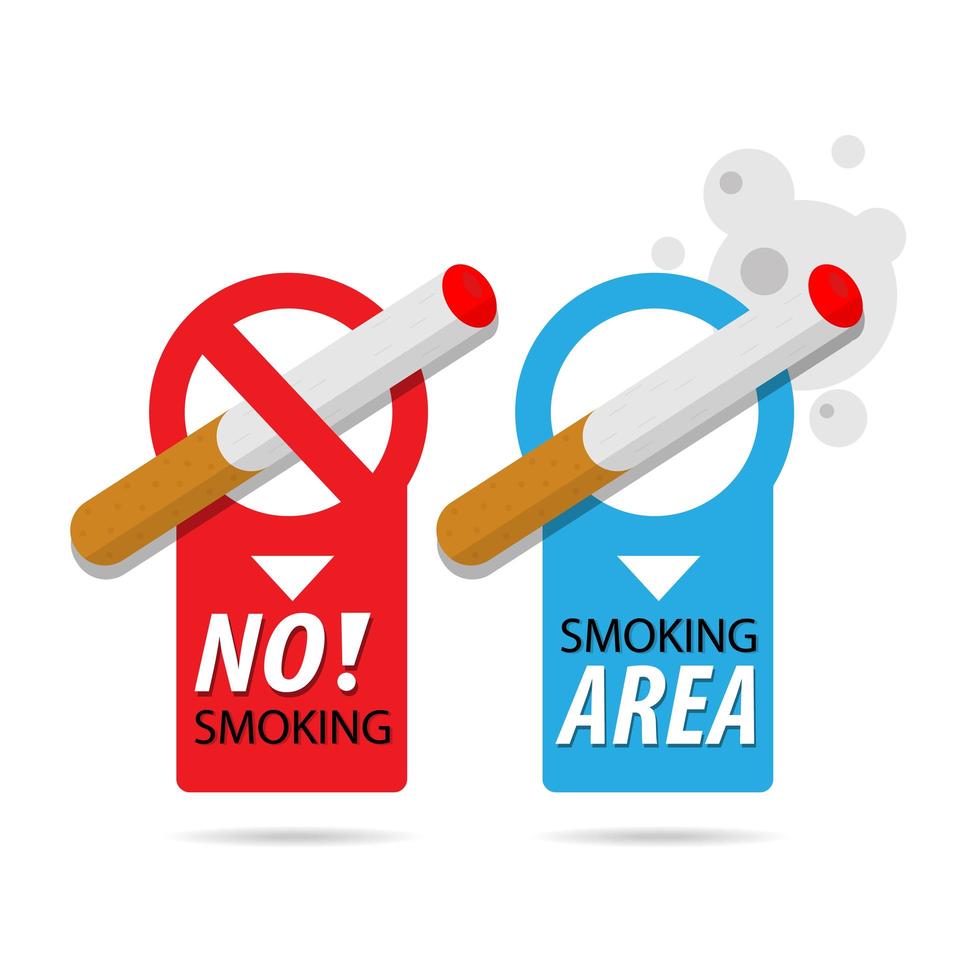 No smoking and Smoking area sign badge vector