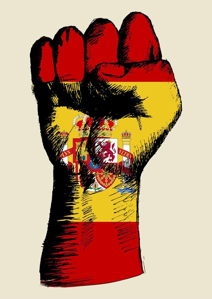 Spirit Of A Nation, Spanish flag with fist up sketch vector