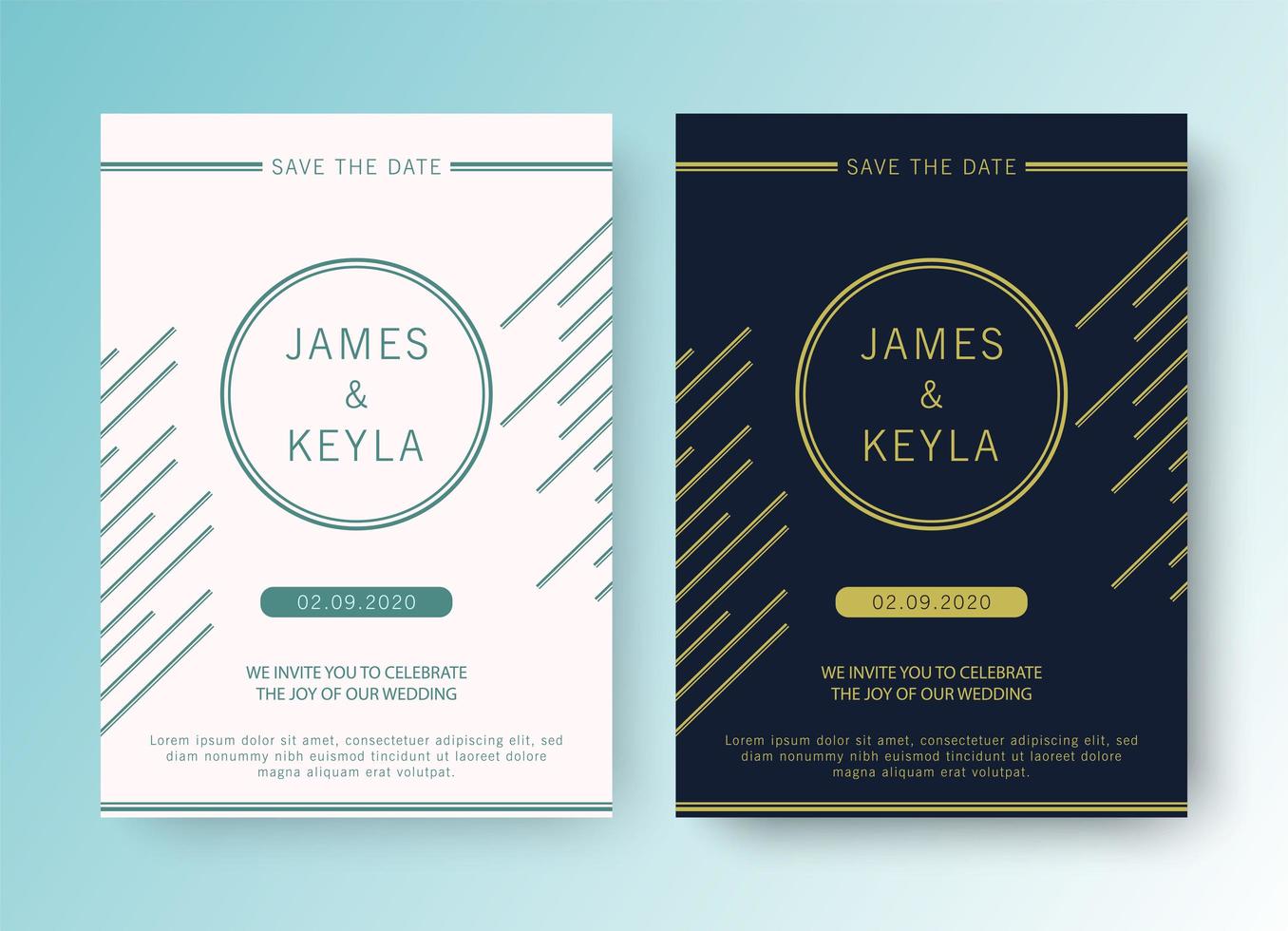 Wedding save the date with elegant abstract lines set vector