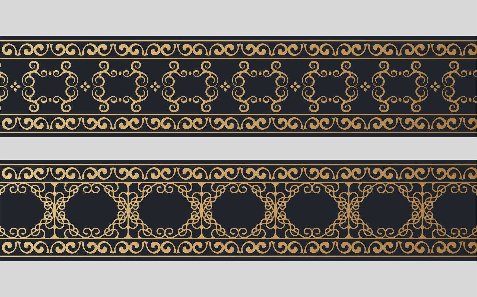 Set golden ornamental border design set vector