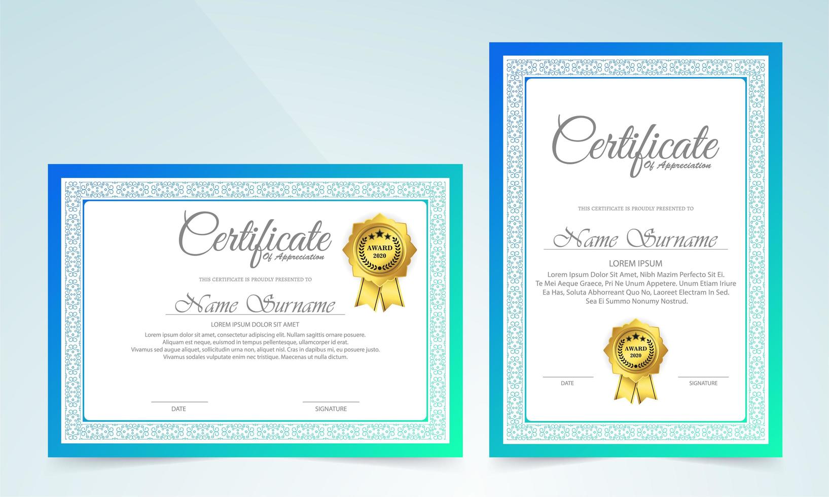 Classic certificate template  with frame design vector