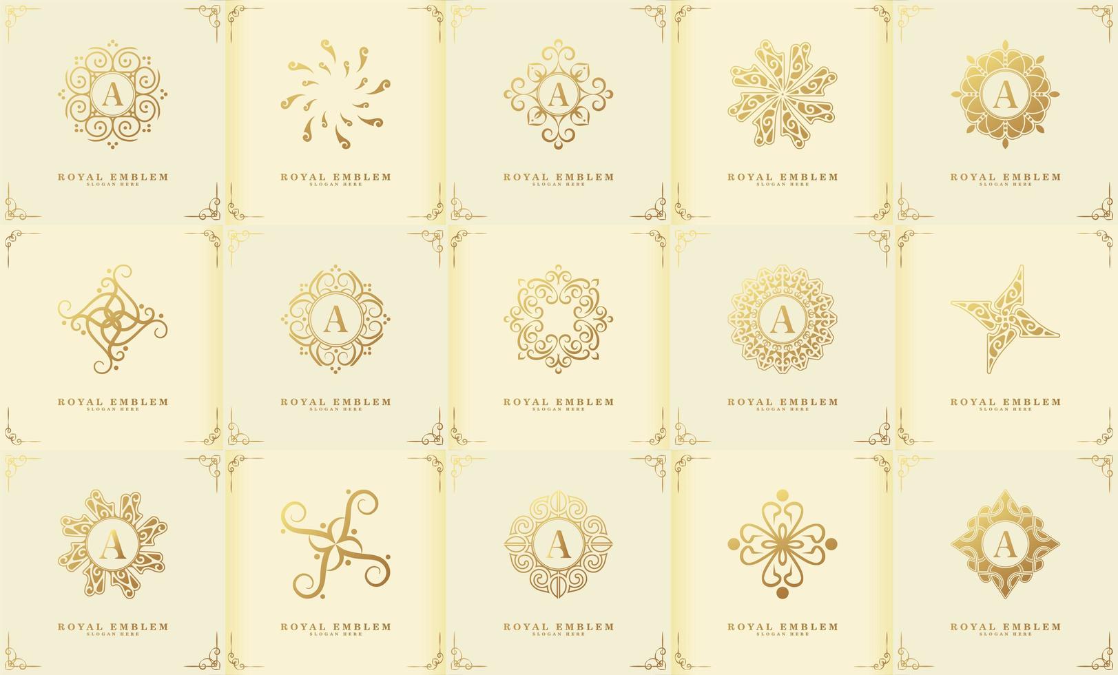 A collection of classic style luxury mandala logo ornaments vector