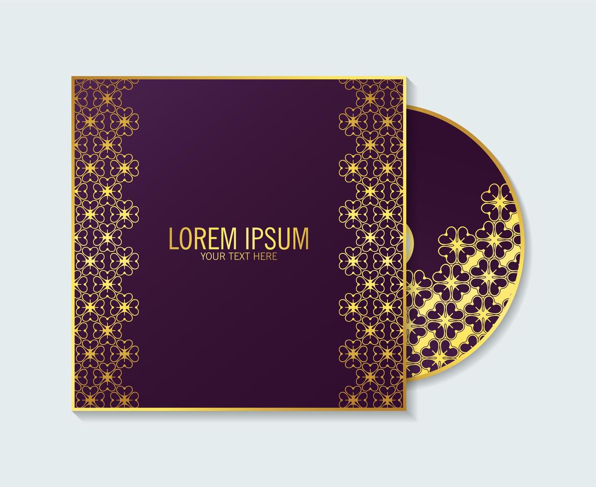 Cubierta de cd de lujo púrpura con textura de patrón floral vector