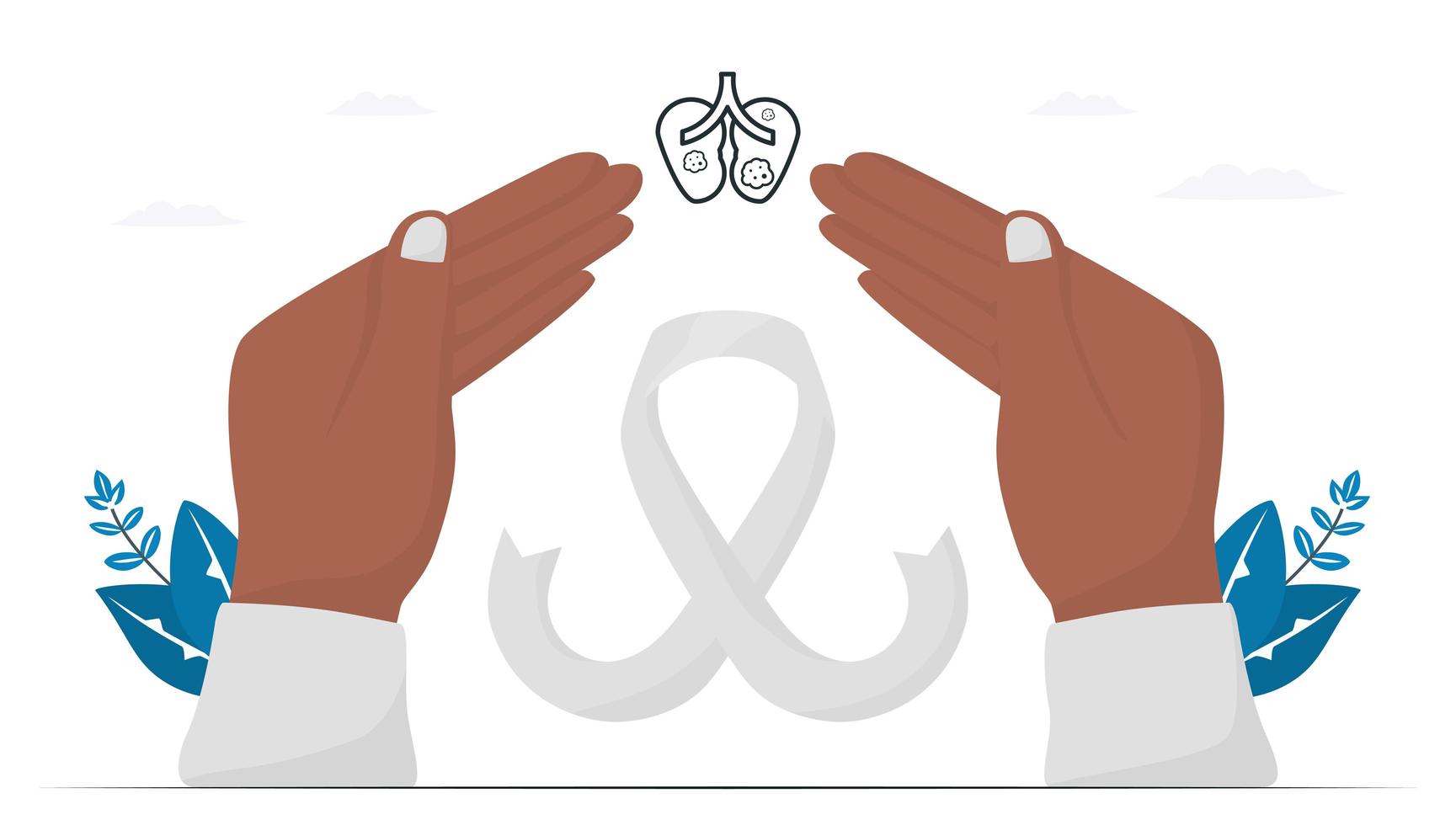 Lung cancer awareness month, November. White ribbon is a sign of this disease. Graphic for banner, poster, background and advertisments. Flat vector illustration isolated on white background.