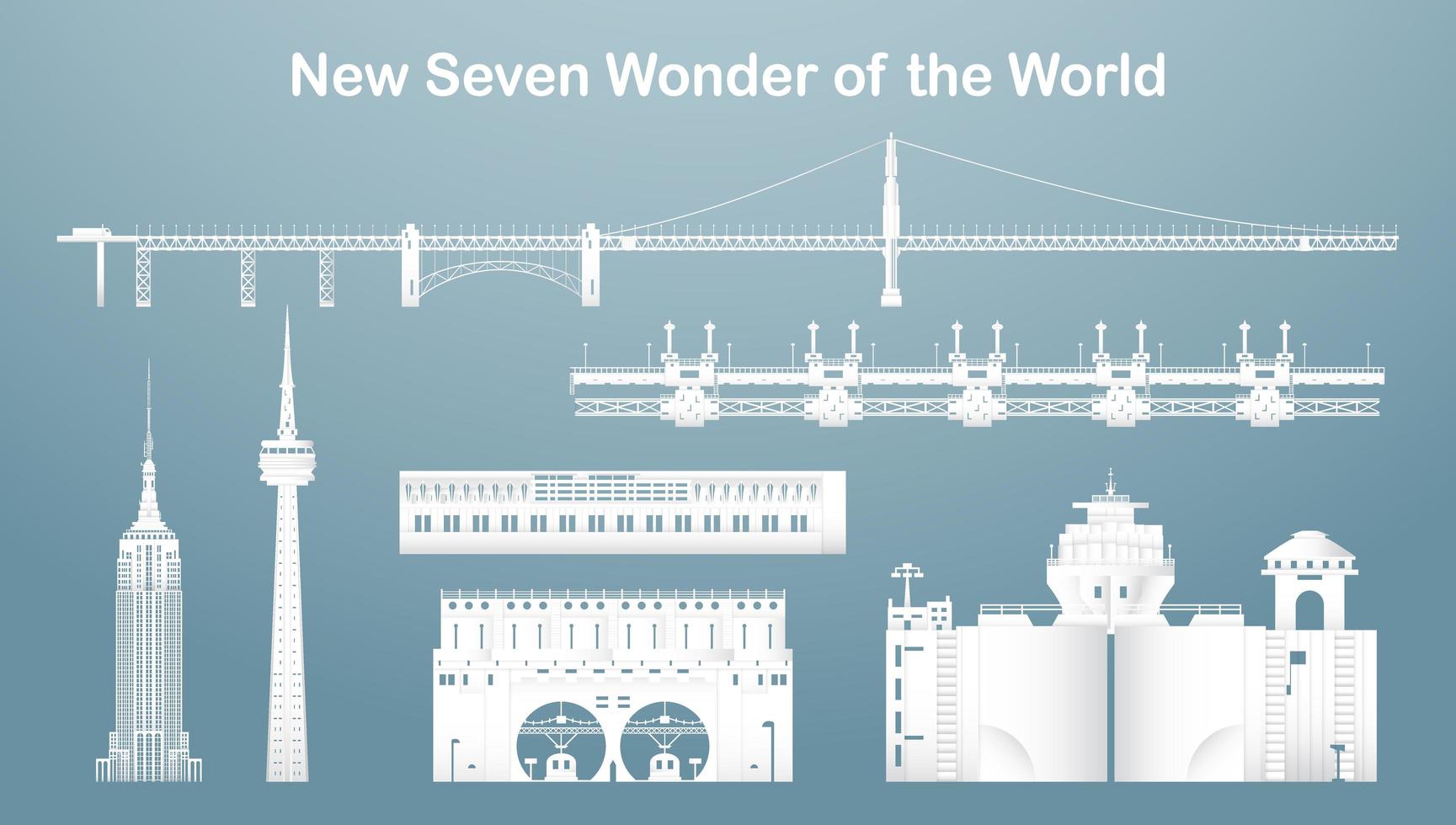 Sets of new seven famous landmark and building of the world. vector