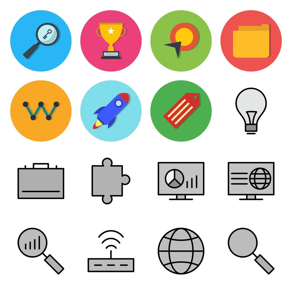 Icon Set Of Search Engine Optimization For Personal And Commercial Use... vector