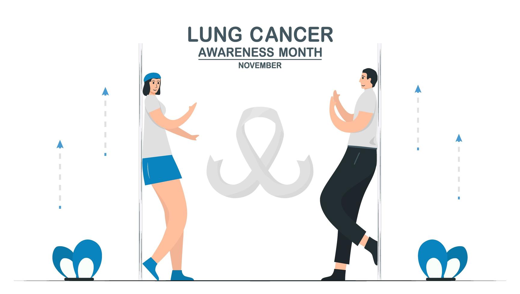 Lung cancer awareness month, November. Community about lung cancer. Graphic for banner, poster, background and advertisments. Flat vector illustration isolated on white background.