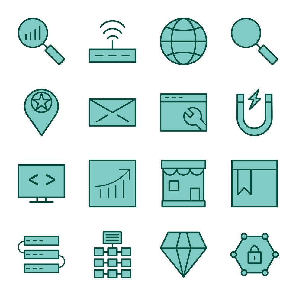 Icon Set Of Search Engine Optimization For Personal And Commercial Use... vector