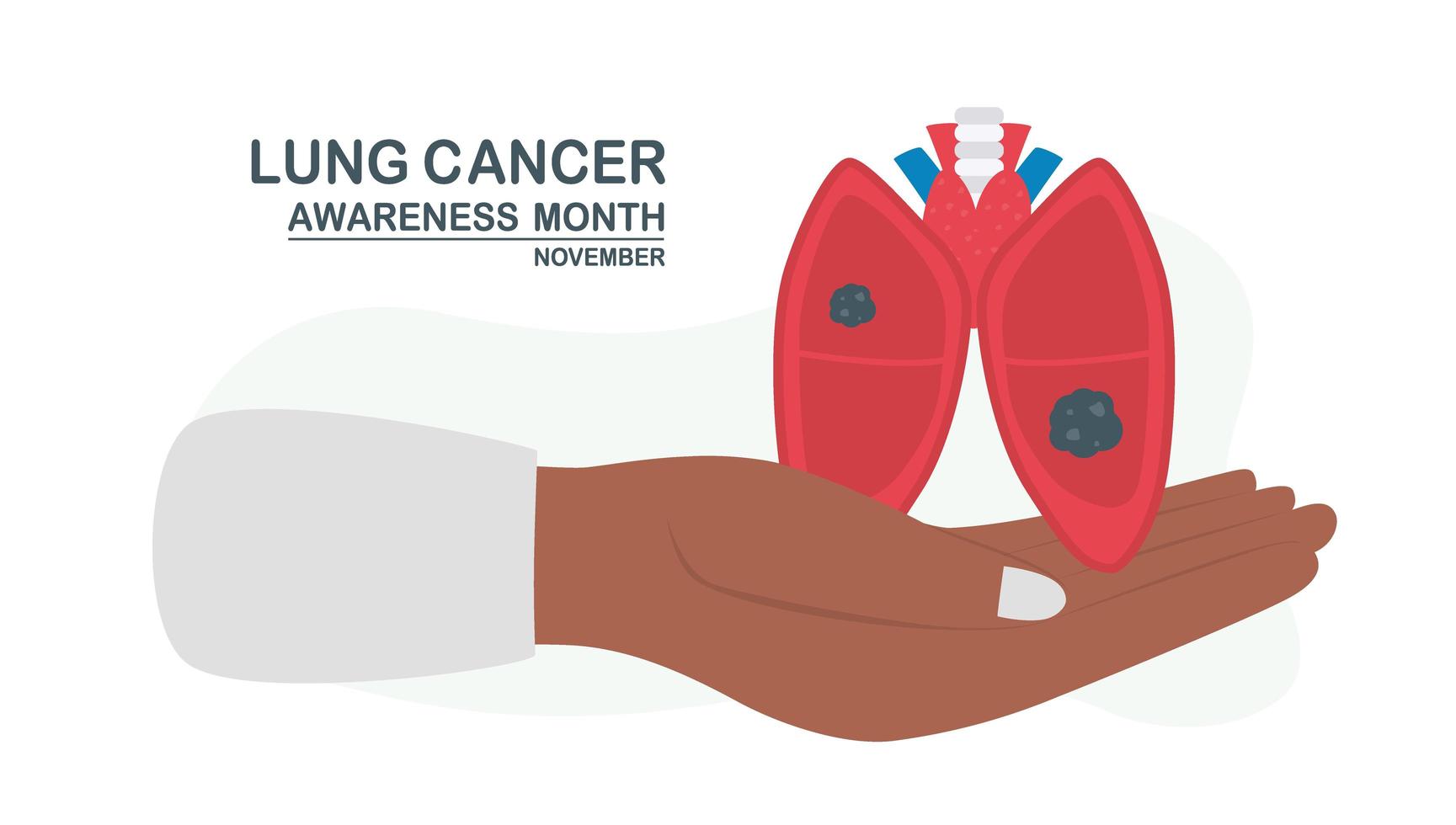 Lung cancer awareness month, November. Lung donation graphic for banner, poster, background and advertisments. Flat vector illustration isolated on white background.