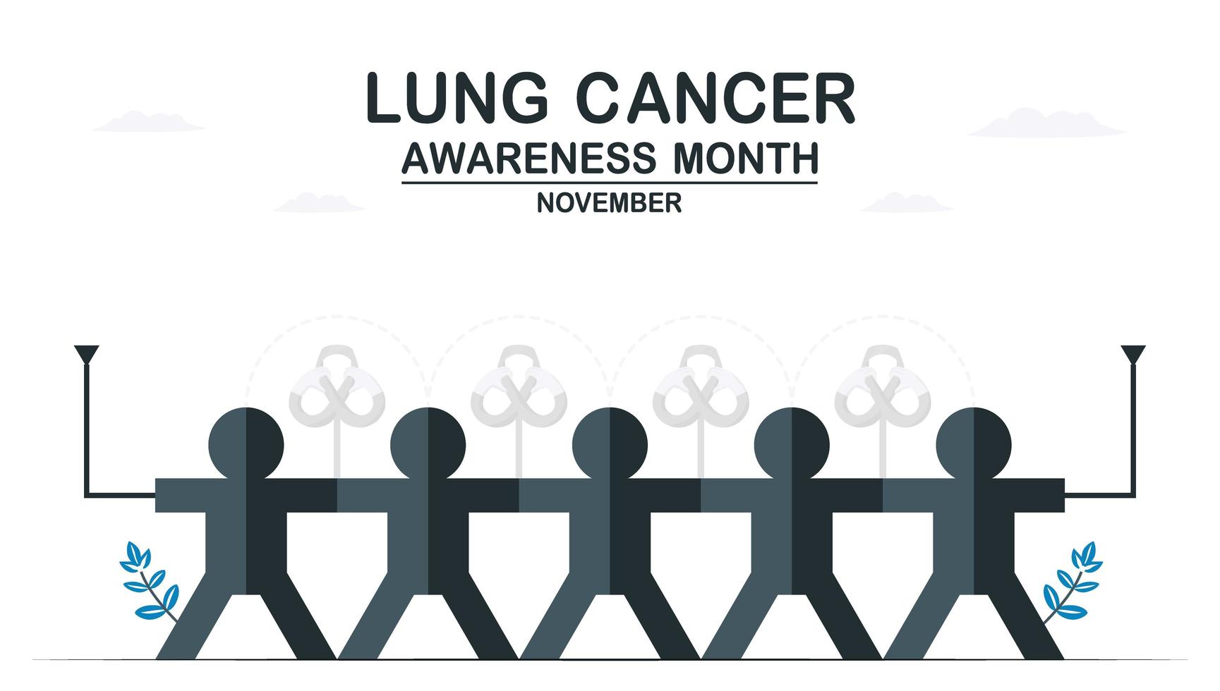 Lung cancer awareness month, November. Community about lung cancer. Graphic for banner, poster, background and advertisments. Flat vector illustration isolated on white background.