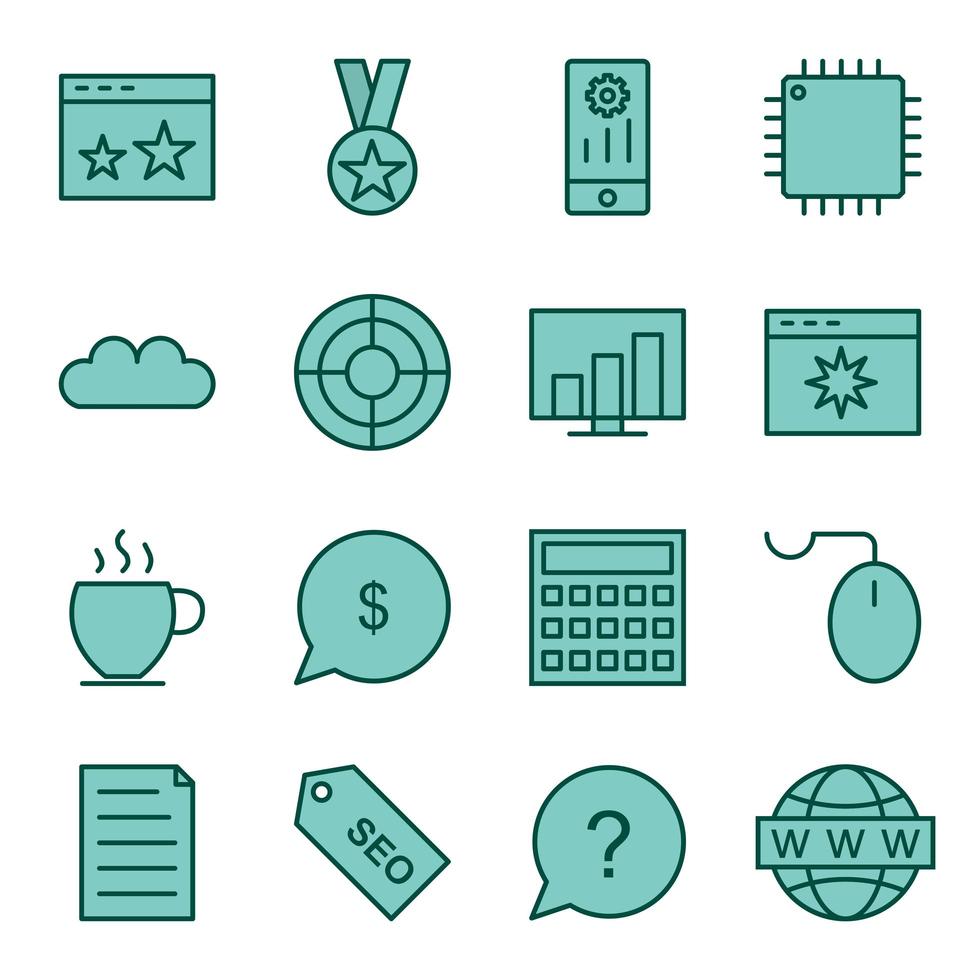 Icon Set Of Search Engine Optimization For Personal And Commercial Use... vector