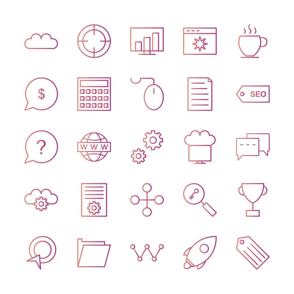 Icon Set Of Search Engine Optimization For Personal And Commercial Use... vector