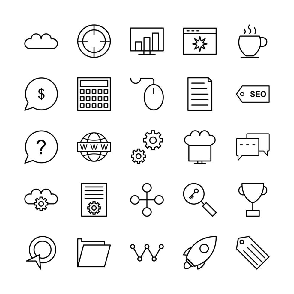 Icon Set Of Search Engine Optimization For Personal And Commercial Use... vector