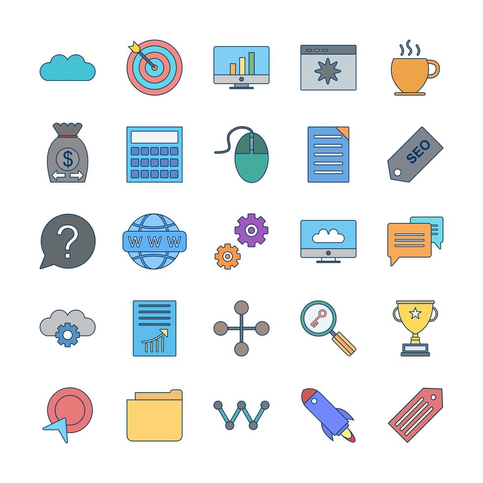 Icon Set Of Search Engine Optimization For Personal And Commercial Use... vector