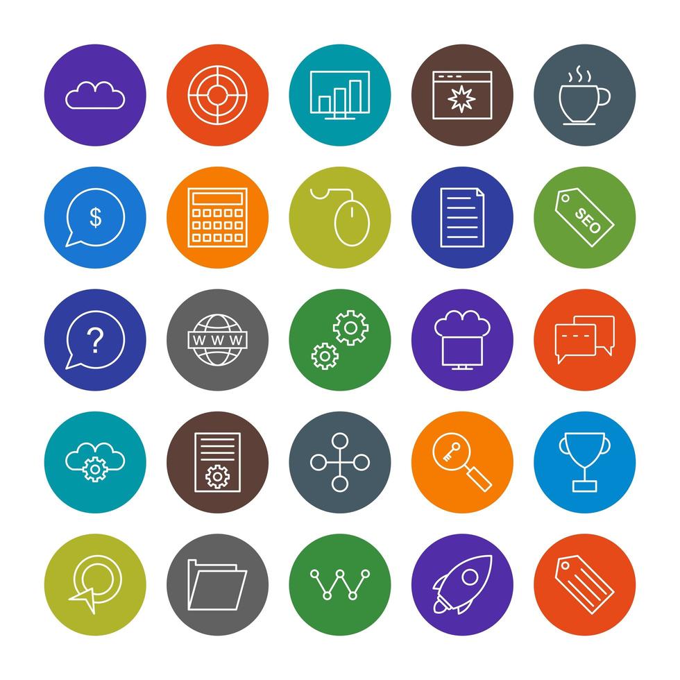 Icon Set Of Search Engine Optimization For Personal And Commercial Use... vector