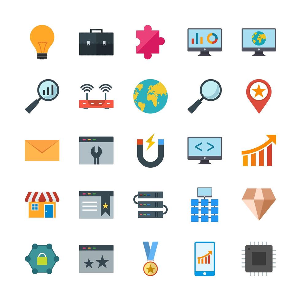 Icon Set Of Search Engine Optimization For Personal And Commercial Use... vector