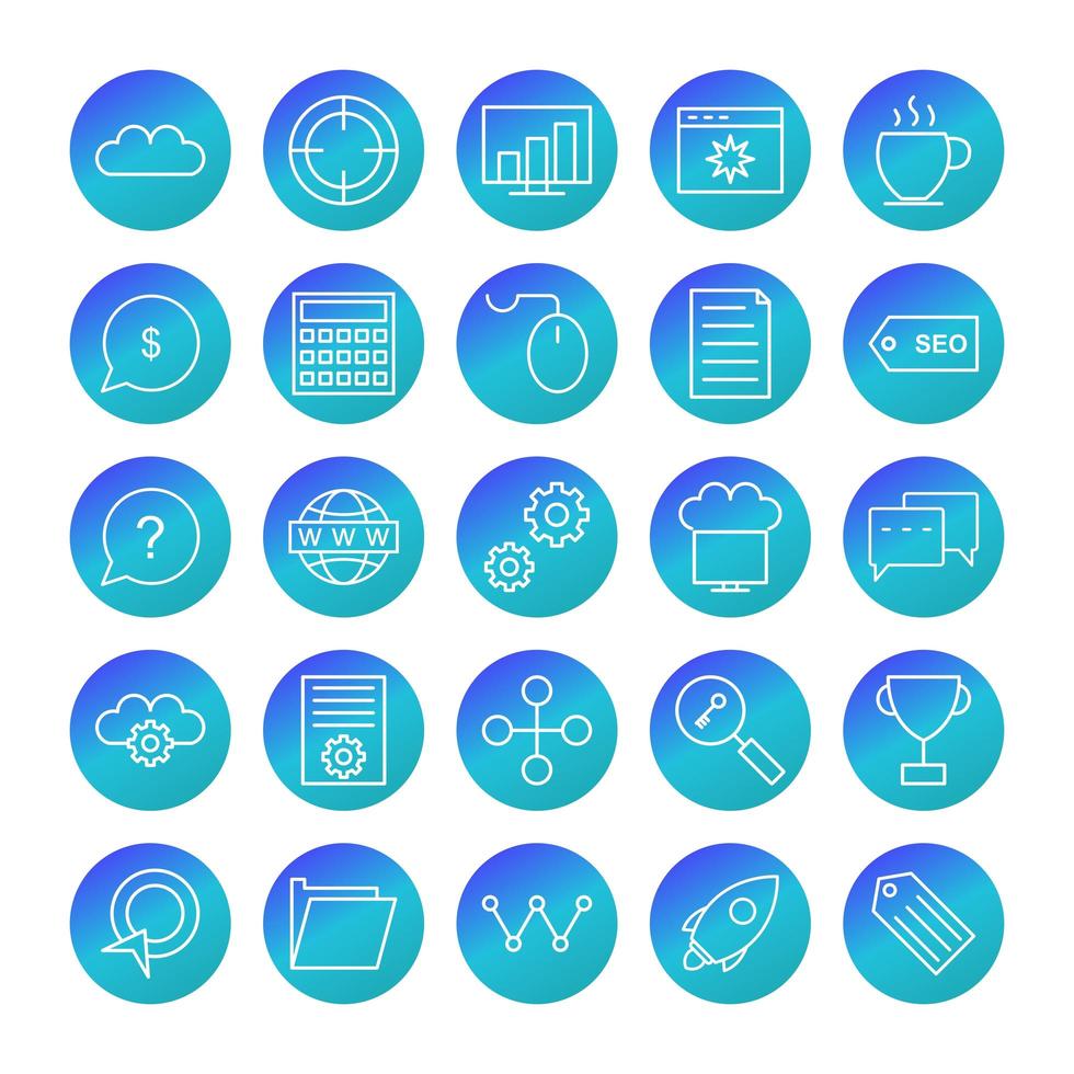 Icon Set Of Search Engine Optimization For Personal And Commercial Use... vector