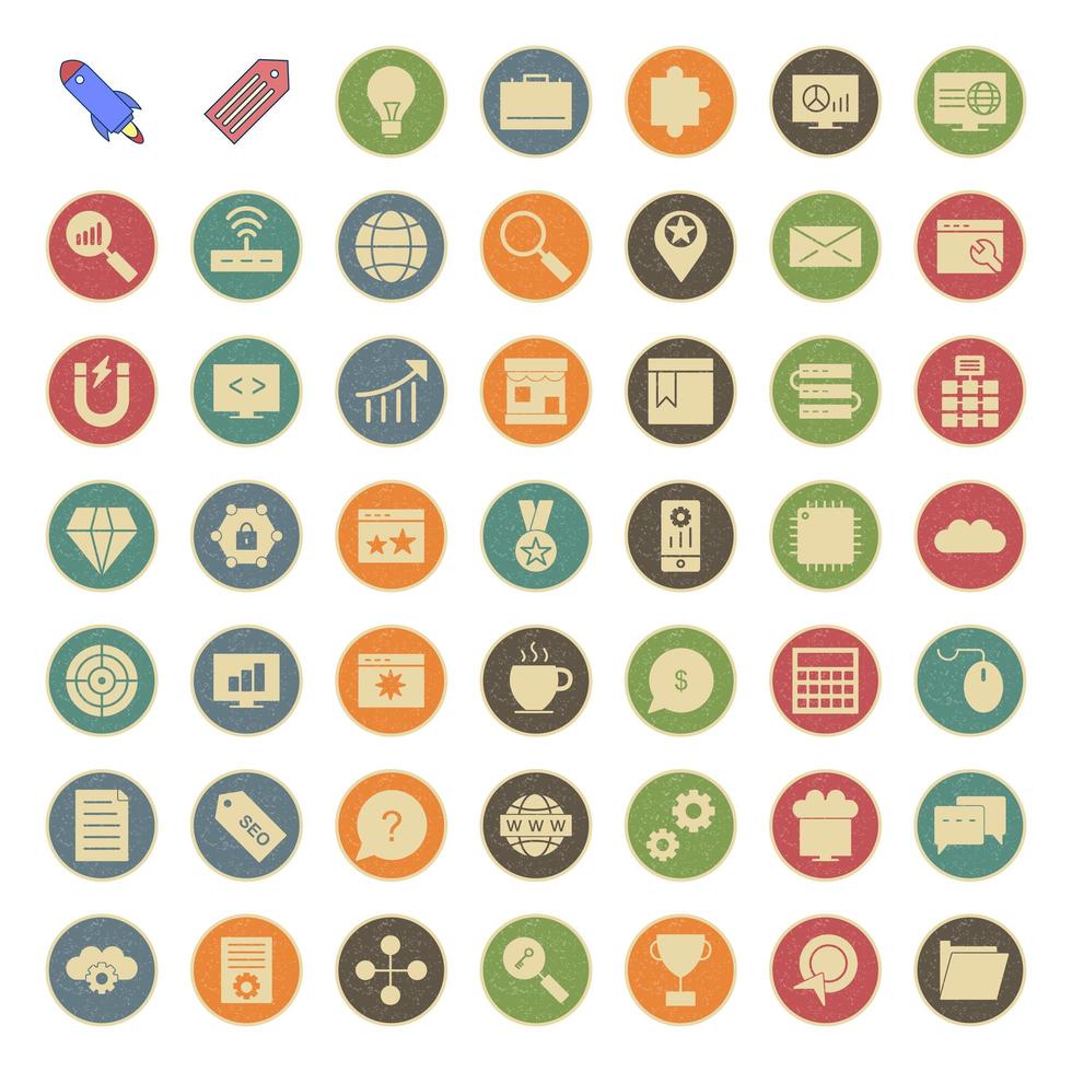 conjunto de iconos de optimización de motores de búsqueda para uso personal y comercial ... vector