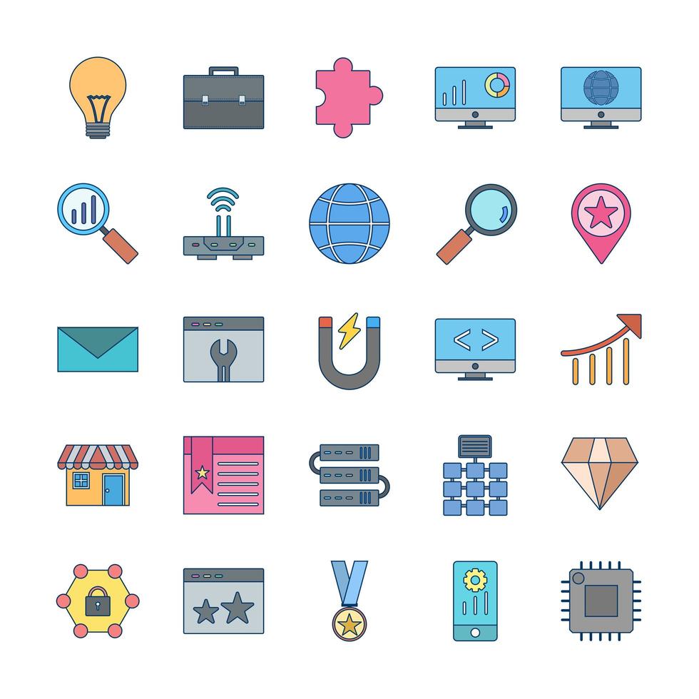Icon Set Of Search Engine Optimization For Personal And Commercial Use... vector