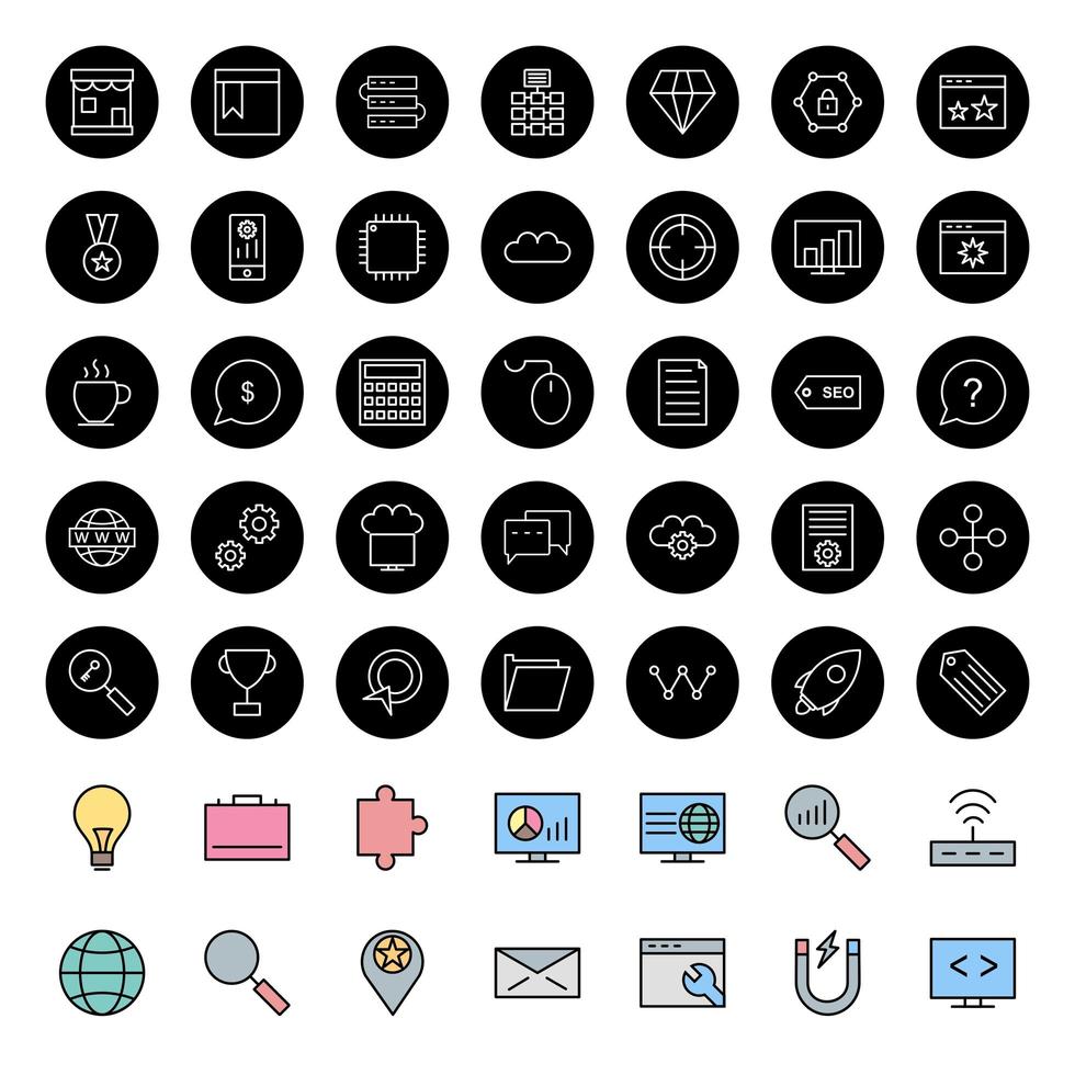 Icon Set Of Search Engine Optimization For Personal And Commercial Use... vector