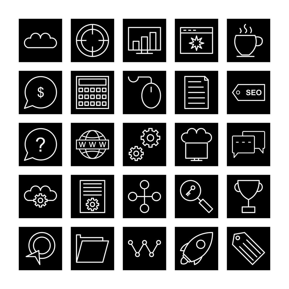 Icon Set Of Search Engine Optimization For Personal And Commercial Use... vector