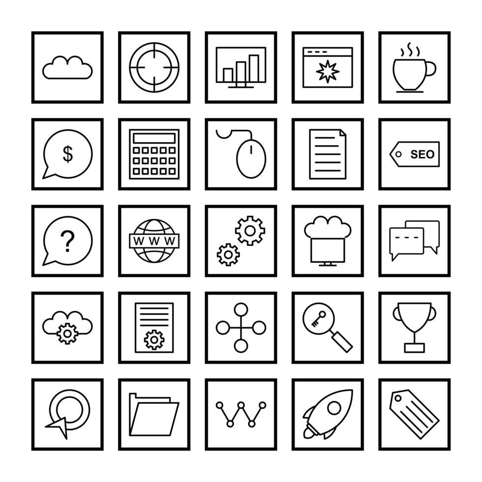 Icon Set Of Search Engine Optimization For Personal And Commercial Use... vector