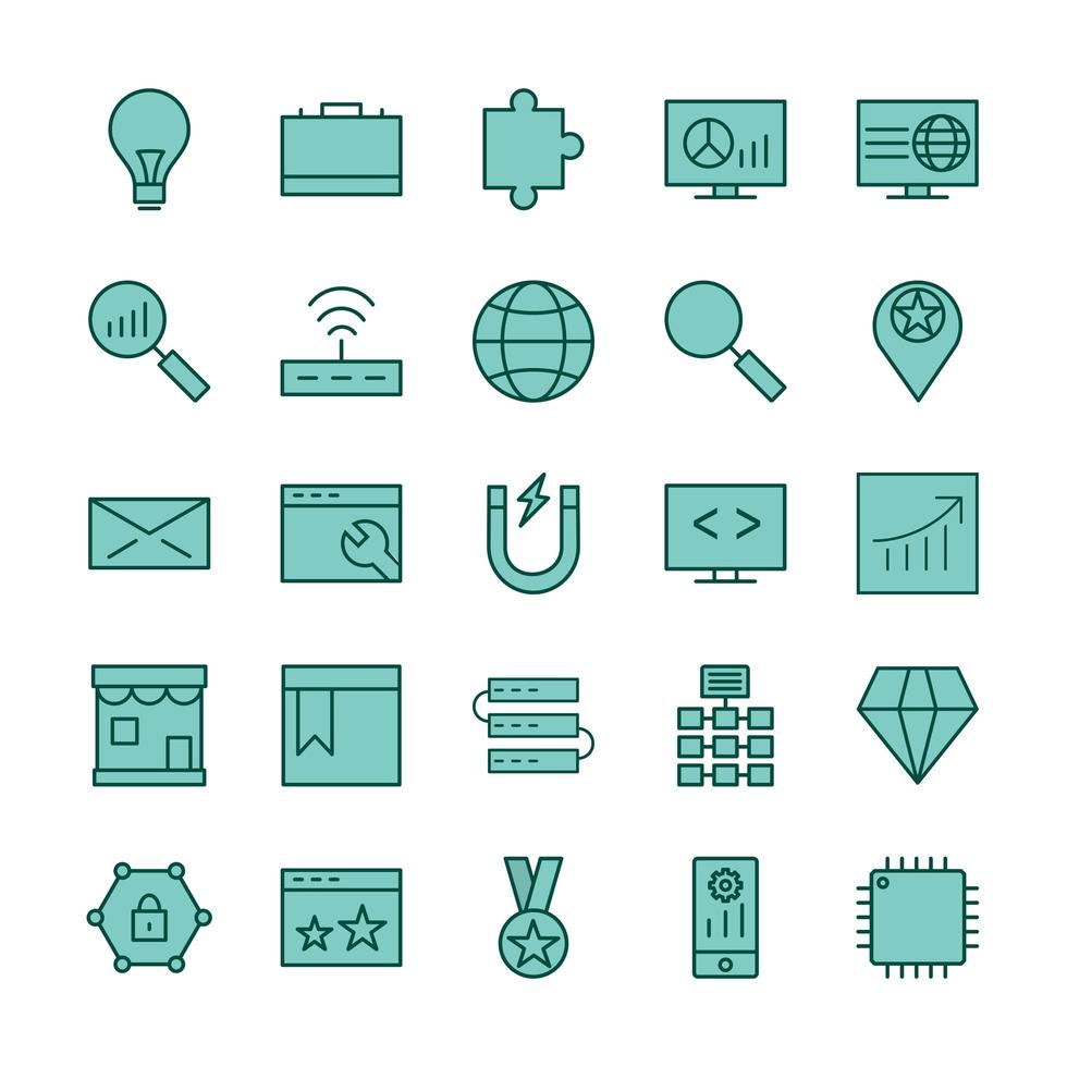 Icon Set Of Search Engine Optimization For Personal And Commercial Use... vector