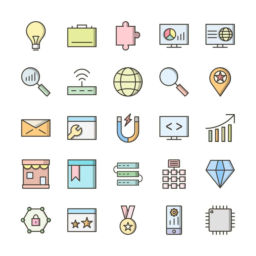 Icon Set Of Search Engine Optimization For Personal And Commercial Use... vector