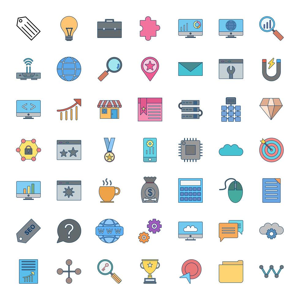 Icon Set Of Search Engine Optimization For Personal And Commercial Use... vector