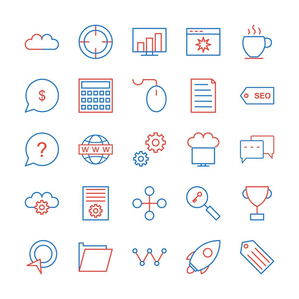 Icon Set Of Search Engine Optimization For Personal And Commercial Use... vector